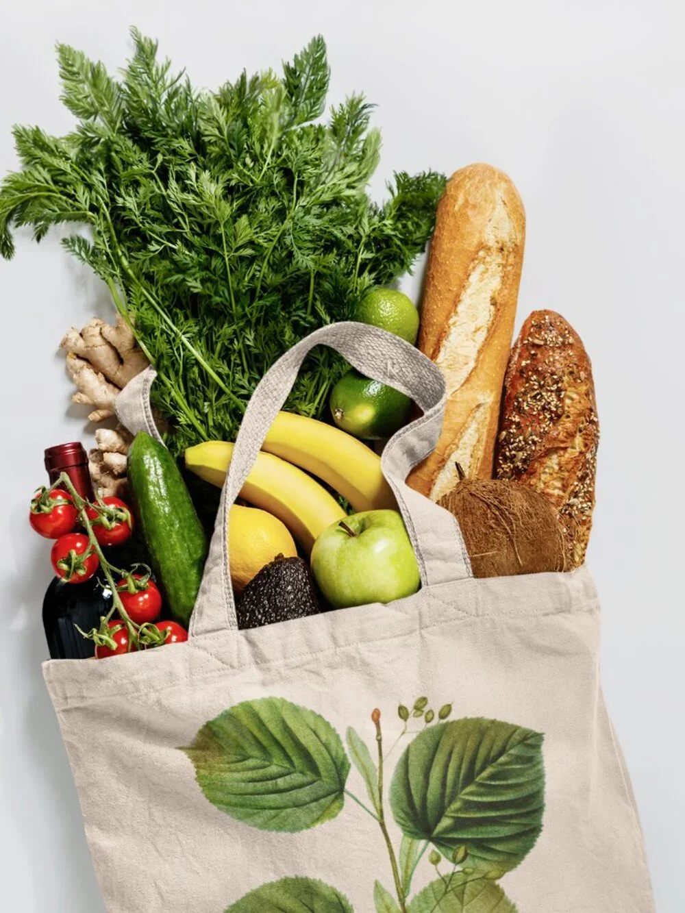 Largeleaf Linden Vintage Botanical Print Graphic Canvas Tote Bag